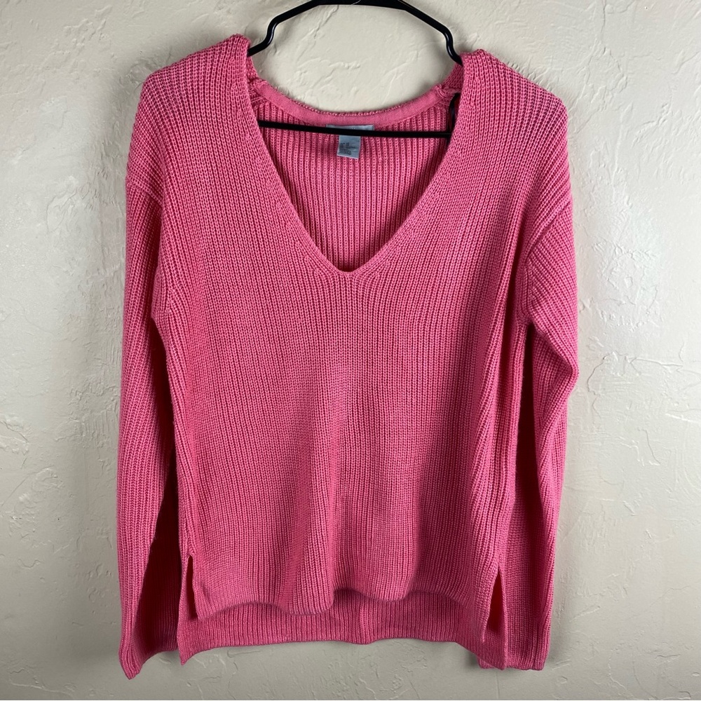 H&M Pink Barbiecore V-neck Sweater Size XS Oversized